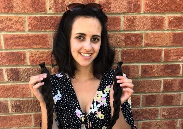 Charlotte Tasquier, 20, from Horsham has donated her hair to the Little Princess Trust - after her haircut SUS-180307-105118001