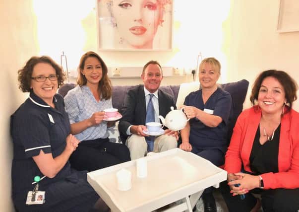Martine's Quiet Room with, from left, chemotherapy educational facilitator Rachel Harris, Martine's sister Michelle Taylor, Arundel and South Downs MP Nick Herbert, senior sister Anne Hudson and chief executive Marianne Griffiths
