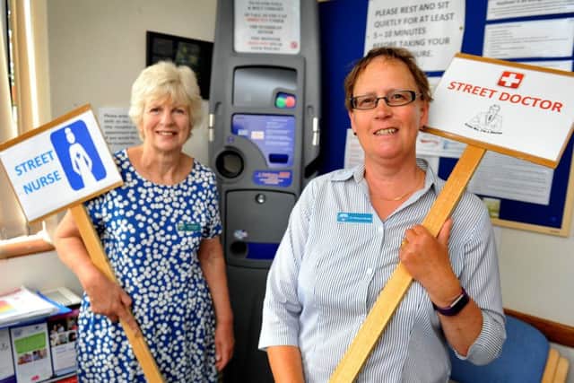 Nurse manager Julie Clements and Dr Marianne Horsley in front of the new BMI machine. Picture: Steve Robards SR1817850