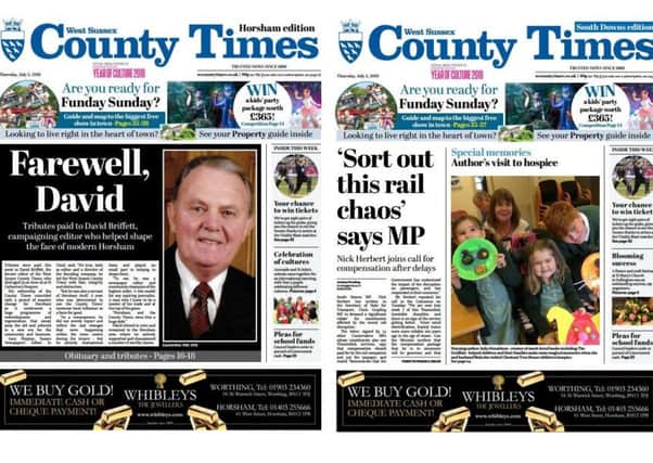 Front pages of the West Sussex County Times (Thursday July 5 edition)