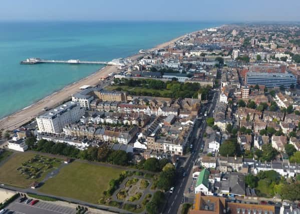 Aerial shot of Worthing seafront, taken by Eddie Mitchell