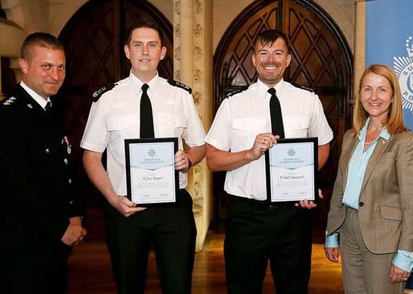 Chief Inspector Miles Ockwell, Sergeant Chris Bryant, Sergeant Matthew Songhurst and Sussex Police and Crime Commissioner Katy Bourne. Pictures: Sussex Police