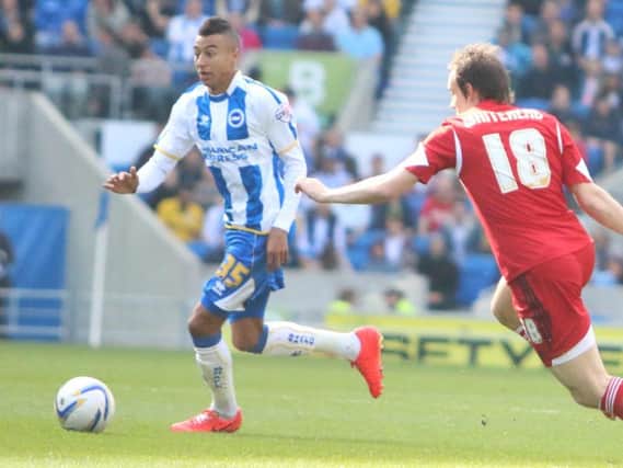 Jesse Lingard in action for Brighton in 2014. Picture by Angela Brinkhurst