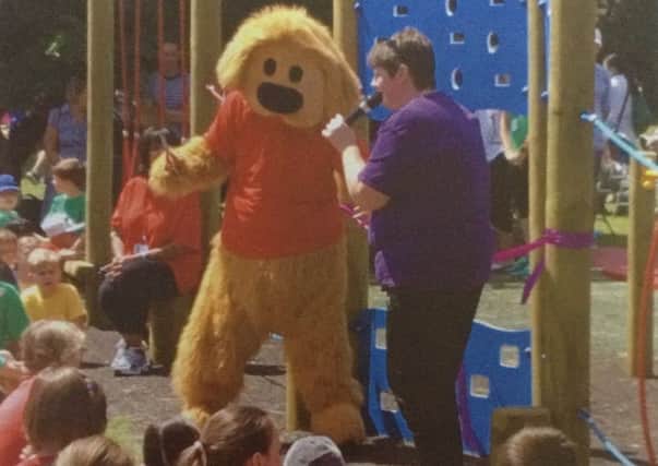 Dougey the Dog opens the new play trail at Georgian Gardens School