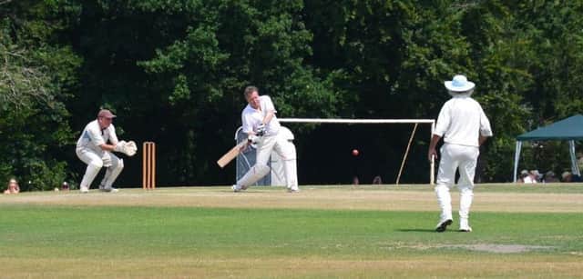 Celebrity Piers Morgan in action at Newicket Cricket Club on Sunday