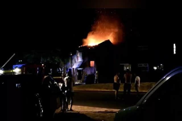 The fire in Croxden Way, still from video by Greg Draven