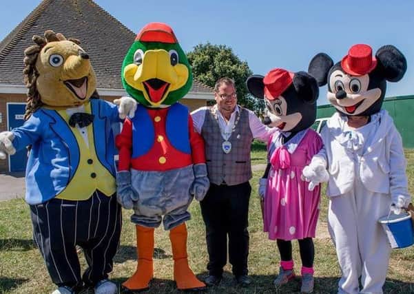 Billy with Hampton the Hedgehog, Monty the Mewsbrook Mallard and Mickey and Minnie Mouse Picture: Steve Flynn Media