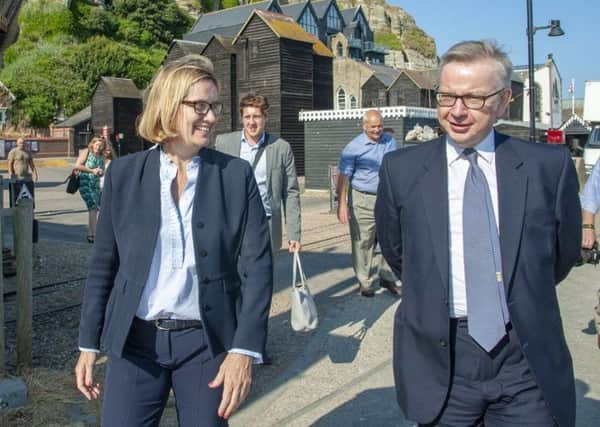 Michael Gove and Amber Rudd meet with the Hastings fishing community to discuss quotas, 
13 July 2018 SUS-180718-105515001
