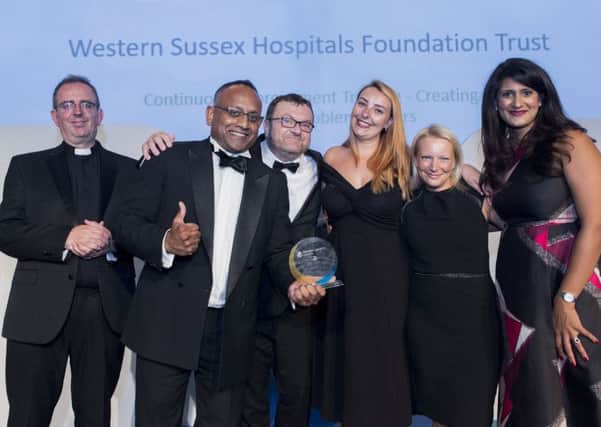 Members of Western Sussex Hospitals NHS Foundation Trust's Kaizen team and colleagues who have put their training into practice collected the accolade from the awards host, the Rev Richard Cole