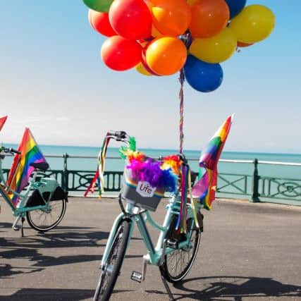 One of the #ridewithpride bikes (Photograph: Brighton Pictures)