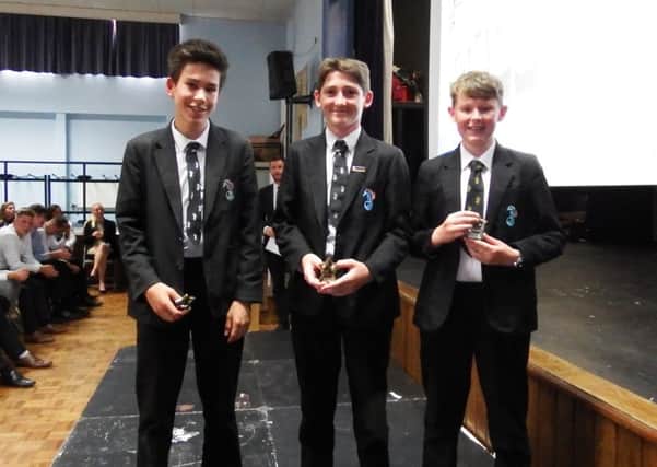 Scott Haysom, Olli Claydon and Drew Hammersely  from the under 14 Boys Badminton Team