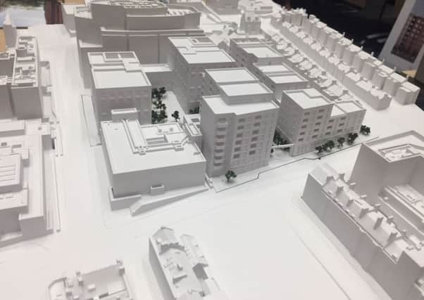 Architect's model of the Amex/Edward Street quarter at Brighton and Hove City Council planning meeting