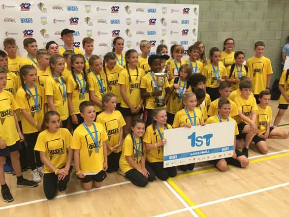 Arundel Church of England Primary pupils celebrate winning the Sussex School Games team title