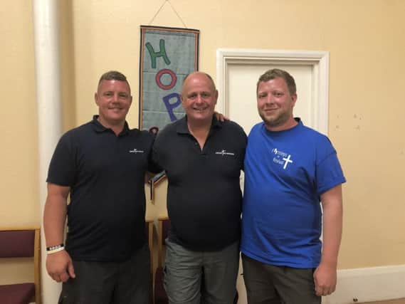L-R: Steven, Alan and Marcus during their visit to Hope Kitchen