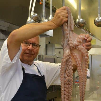 David Woods with the octopus before cooking