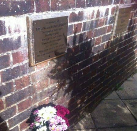 Before: The plaque for Taylor and Lewis Jenkins who died in a tragic fire