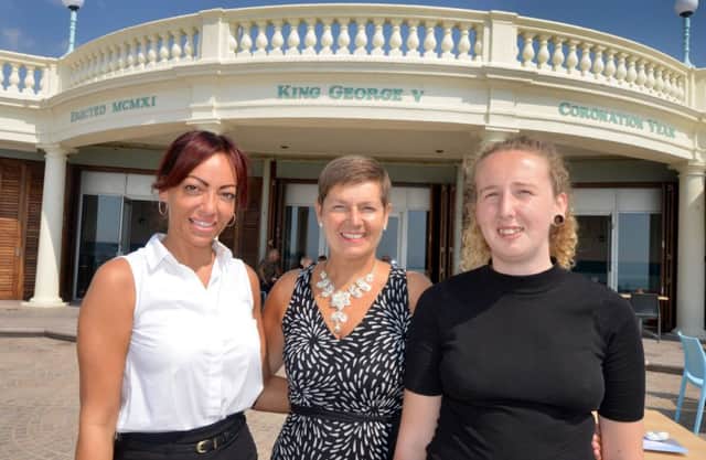 The Colonnade Cafe and Restaurant, Bexhill  L-R Clare Kent, Susan Forde (Manager) and Lilly Lusted-May SUS-180726-115053001