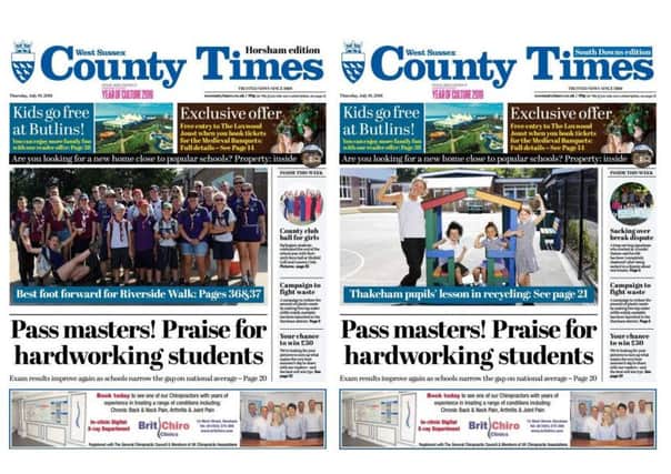 Front pages of the West Sussex County Times (Thursday July 19 edition)