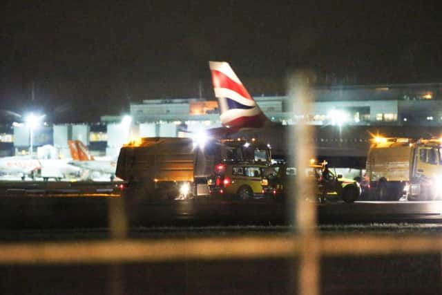 The BA flight forced to make an emergency landing. Picture by Eddie Mitchell SUS-180720-074250001