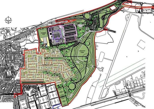 A masterplan of the New Monks Farm development