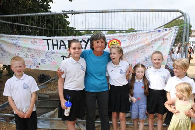 Dozens of pupils signed a 'thank you' banner for Dana