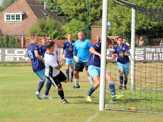 There was plenty of goalmouth action between Pagham and Crowborough / Picture by Roger Smith
