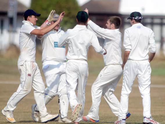 Chichester celebrate a wicket but Bognor won by five wickets / Picture by Kate Shemilt