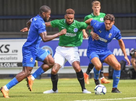 Action from Albion's pre-season friendly at AFC Wimbledon on Saturday. Picture by Phil Westlake (PW Sporting Photography)