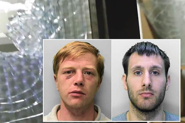 Ross Macpherson, 28, currently a serving prisoner, (right in photo) and Steven Goodwin, 28, of Fairlight Road, Hastings (left in photo). Picture: Sussex Police