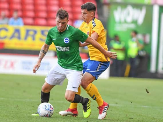 Pascal Gross in action at Charlton. Picture by Phil Westlake (PW Sporting Photography)