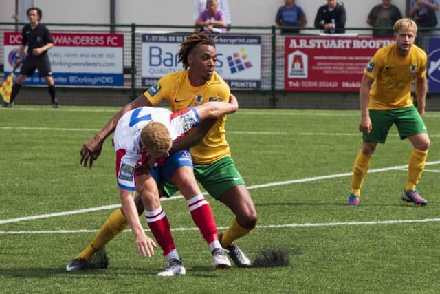 Tyrell Richardson-Brown in action for Horsham against Dorking. Picture by Tommy McMillan