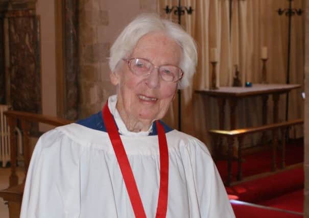 JosÃ© Peate in her choir robes at St Andrew and St Cuthman in Steyning