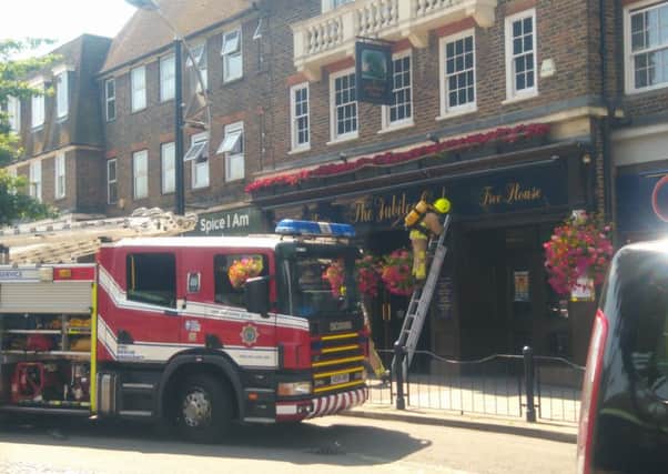 Fire crews at the Jubilee Oak, Crawley. Photo courtesy of Pritesh Wadher