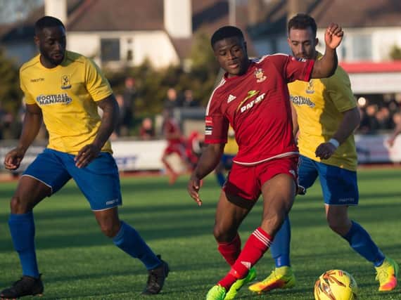 David Ajiboye pictured on loan for Worthing in 2017. Picture by Marcus Hoare