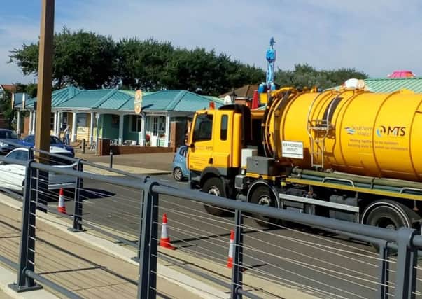 Yellow sewage tankers have been spotted along Littlehampton seafront. Picture: James Coffey