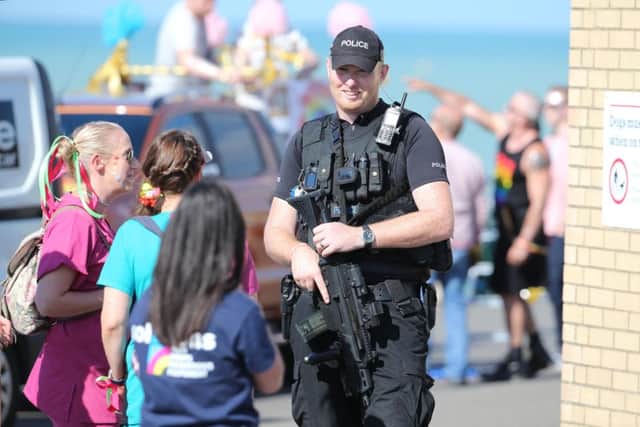 Armed police at Brighton Pride (Photograph: Eddie Mitchell)