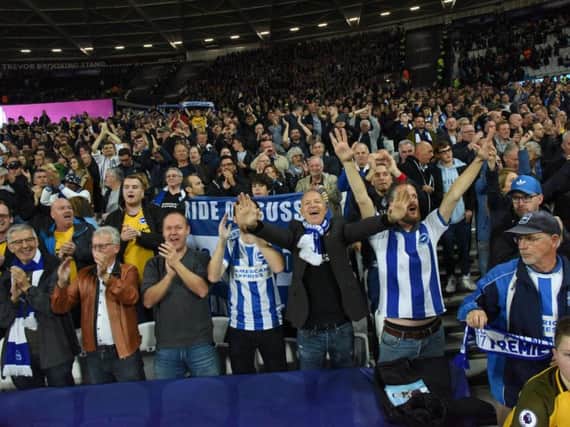 Albion fans cheer on the team. Picture by PW Sporting Photography