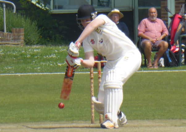 Ryan Hoadley batting for Hastings Priory during the reverse fixture at home to Horsham. Picture by Simon Newstead