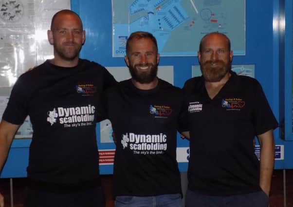 Joseph O'Gorman, Ross Garnett and Paul Harris successfully swam from England to France SUS-180708-101428002