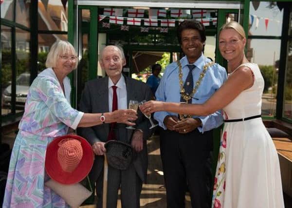 Bexhill Town Mayor Cllr Abul Azad with Pierre Gutsell, Pat Keynes (left) and Mais House manageress Susan Barnes SUS-180708-152552001