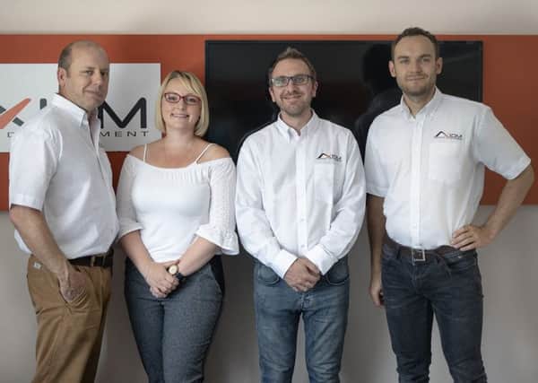(left to right) Alan Rendle-Eames (Managing Director), Alayna Legg (Head of Finance), Luke Newman (Technical Director) and Simon Serpenskas (Design Engineer) Picture courtesy of Axiom Product Development
