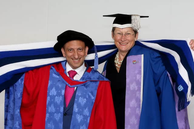 Tony Bloom with University of Brighton vice-chancellor Debra Humphris