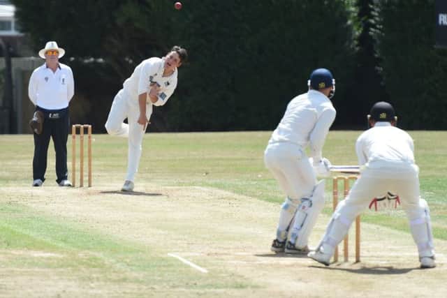 Cricket

Sussex League Premier 

Roffey v Ifield

Pictured is Ben Manenti  bowling for Roffey.
Crawley Road, Horsham, West Sussex. 

Picture: Liz Pearce 04/08/2018

LP180970 SUS-180508-141836008