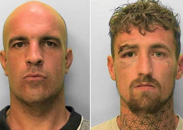 Stuart Davies (left), 36, and Ben Dillon (right), 27, are wanted by police for interview