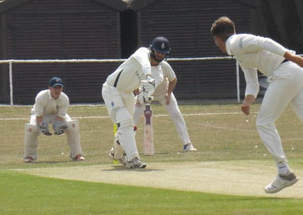 Bexhill v Billingshurst cricket action - Stuart Barber batting for Billingshurst SUS-180408-180915002