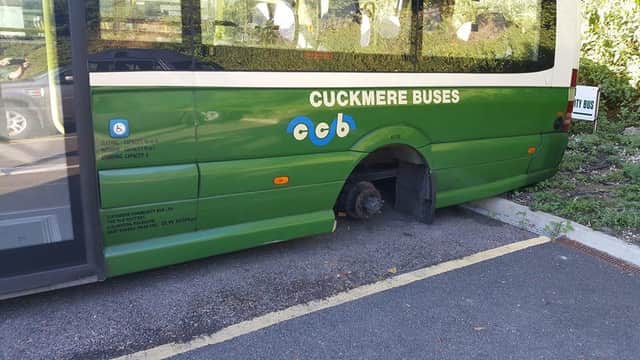 The bus had four back wheels stolen