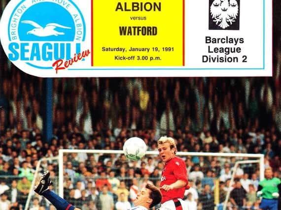 The front cover of the programme when Albion played Watford in 1991
