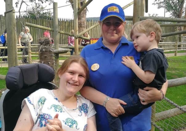 Erika with her daughter Kira, 19, and son Leo, 3, at Drusillas Park