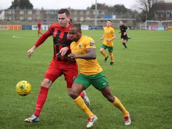 Tony Nwachukwu, who is joining Horsham YMCA, in action for Horsham last season. Picture by John Lines