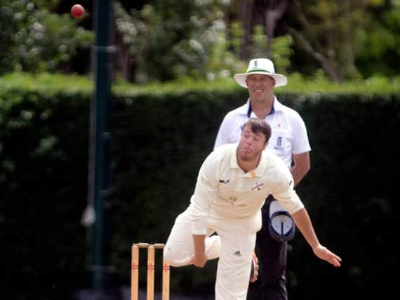 Matthew Reynolds bowls for Middleton against Preston Nomads / Picture by Kate Shemilt